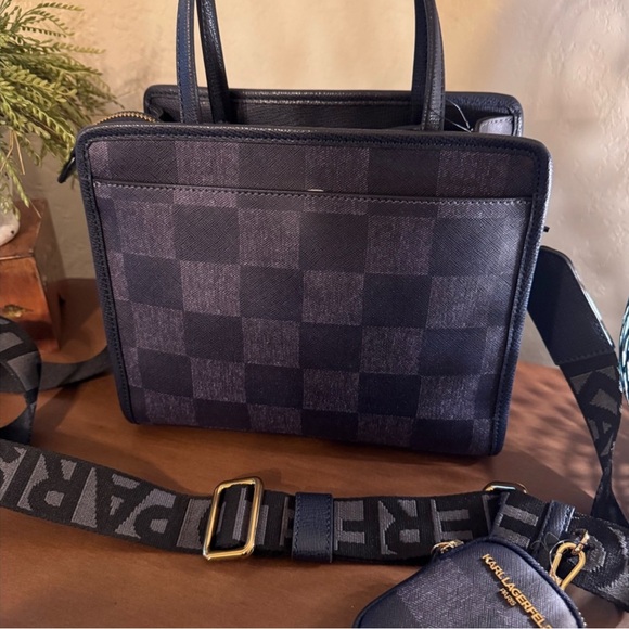 Karl Lagerfeld Navy Checkered Women's Bag NWT - Picture 8 of 12